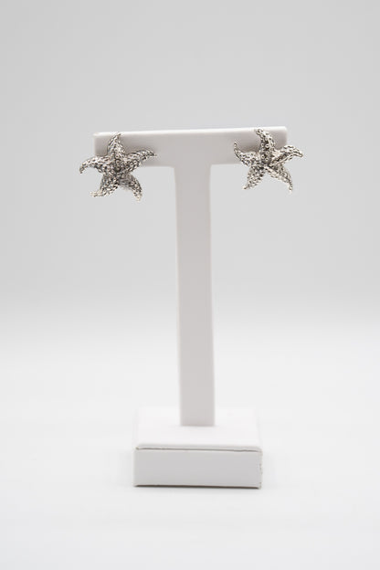 Orecchini Marea Stellata in argento a forma di stella marina, vista frontale della coppia