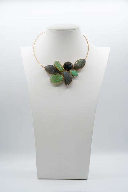 Collana Flora Boreale in labradorite e crisoprasio, vista completa