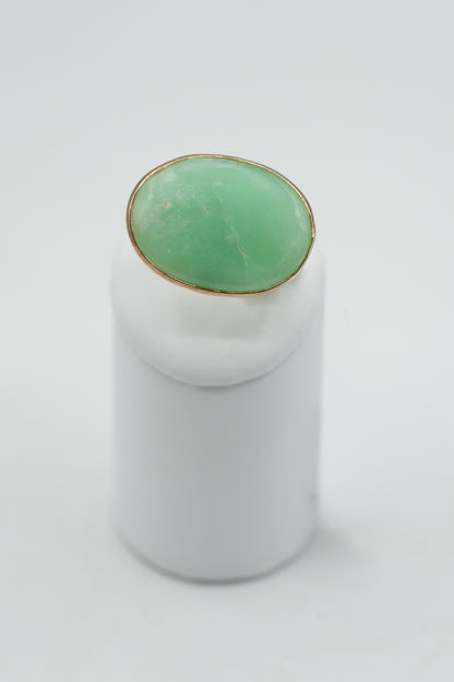 Anello Verde Segreto in crisoprasio e argento 925, vista frontale