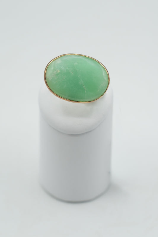 Anello Verde Segreto in crisoprasio e argento 925, vista frontale