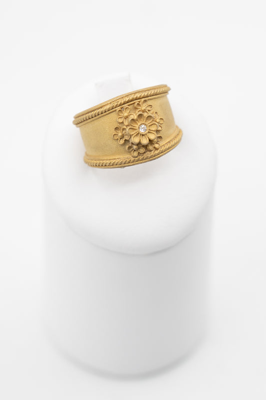 Anello Memoria Aurea in argento 925 bagno oro con zircone, vista frontale