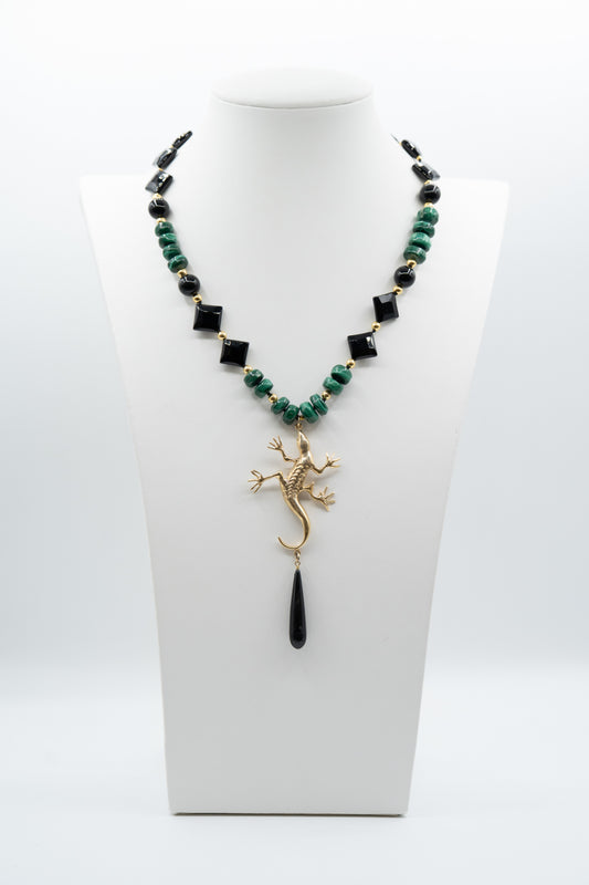 Collana Guardiano Verde in onice e malachite, vista completa